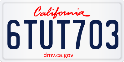 CA license plate 6TUT703