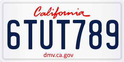 CA license plate 6TUT789
