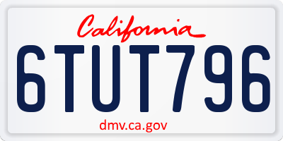 CA license plate 6TUT796