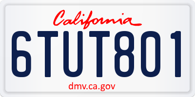 CA license plate 6TUT801