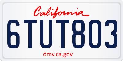 CA license plate 6TUT803
