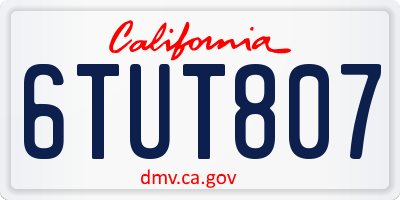 CA license plate 6TUT807