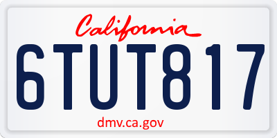 CA license plate 6TUT817