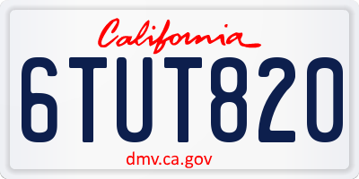 CA license plate 6TUT820