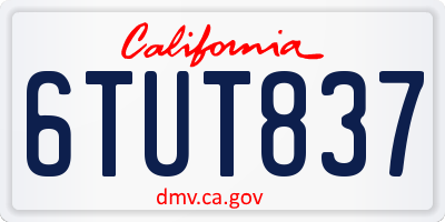 CA license plate 6TUT837