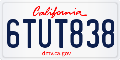 CA license plate 6TUT838