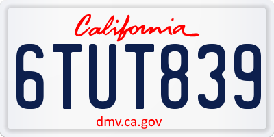 CA license plate 6TUT839