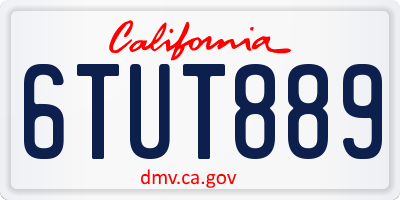 CA license plate 6TUT889