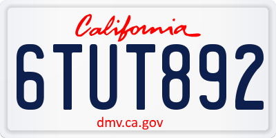 CA license plate 6TUT892