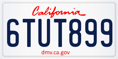 CA license plate 6TUT899
