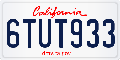 CA license plate 6TUT933