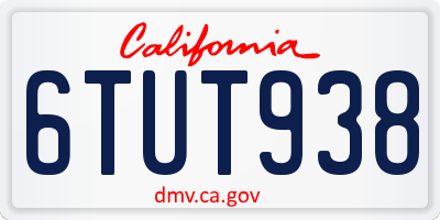CA license plate 6TUT938
