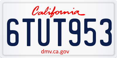 CA license plate 6TUT953