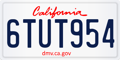 CA license plate 6TUT954