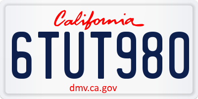 CA license plate 6TUT980