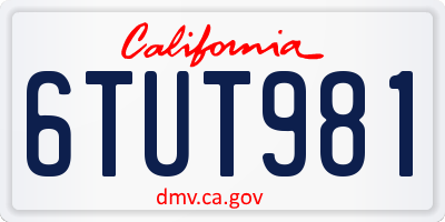 CA license plate 6TUT981