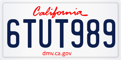 CA license plate 6TUT989