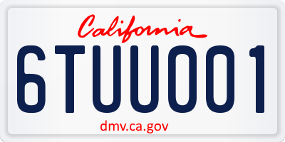 CA license plate 6TUU001