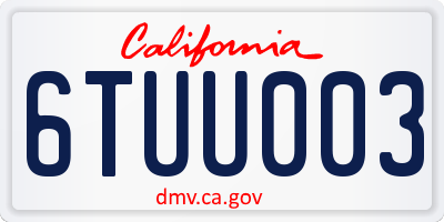 CA license plate 6TUU003