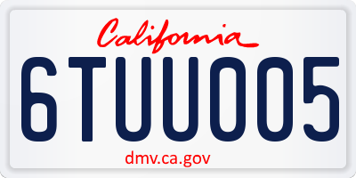CA license plate 6TUU005