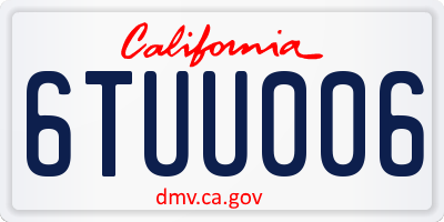 CA license plate 6TUU006