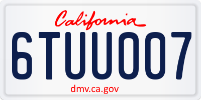 CA license plate 6TUU007