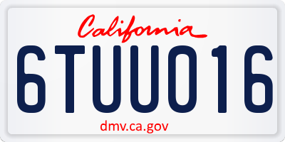 CA license plate 6TUU016