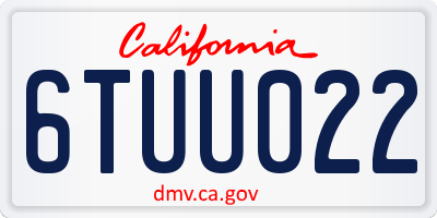 CA license plate 6TUU022