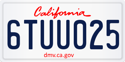 CA license plate 6TUU025