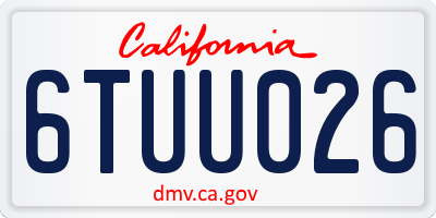 CA license plate 6TUU026
