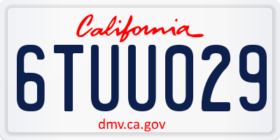 CA license plate 6TUU029