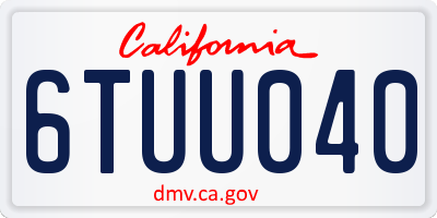 CA license plate 6TUU040