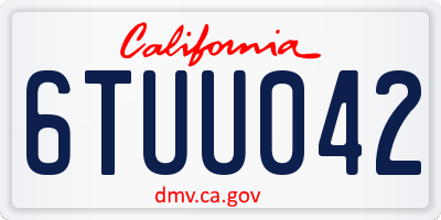CA license plate 6TUU042