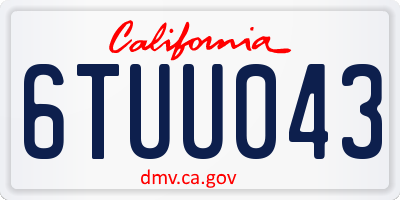 CA license plate 6TUU043