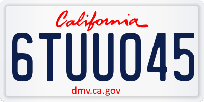 CA license plate 6TUU045