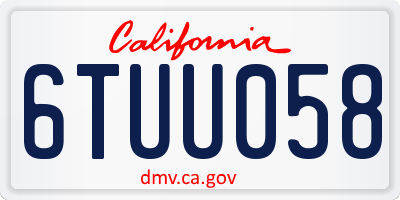 CA license plate 6TUU058