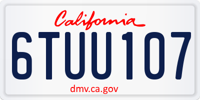 CA license plate 6TUU107