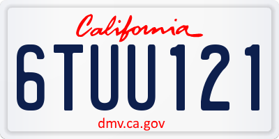 CA license plate 6TUU121