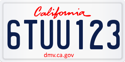 CA license plate 6TUU123