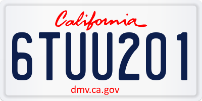 CA license plate 6TUU201
