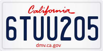 CA license plate 6TUU205