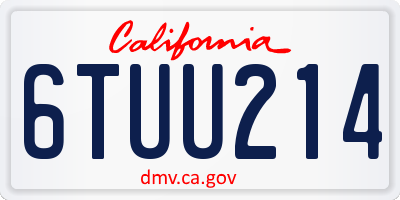 CA license plate 6TUU214