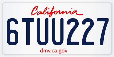 CA license plate 6TUU227