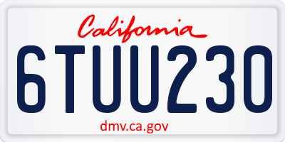 CA license plate 6TUU230