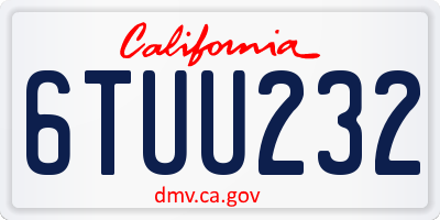 CA license plate 6TUU232