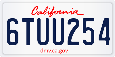 CA license plate 6TUU254