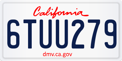 CA license plate 6TUU279