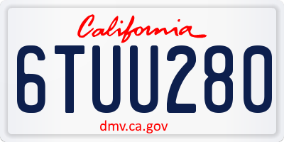 CA license plate 6TUU280