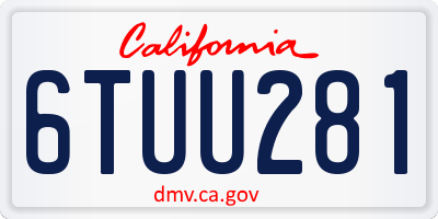 CA license plate 6TUU281