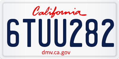 CA license plate 6TUU282